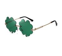Long Keeper Gafas de Sol Verde per San Patricio de Irlanda Gafas de Sol Forma de Trébol de Cuatro Hojas Sin Montura Gafas Fiesta Festival para Hombre Mujer