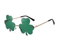 Long Keeper Gafas de Sol Verde per San Patricio de Irlanda Gafas de Sol Forma de Trébol de Cuatro Hojas Sin Montura Gafas Fiesta Festival para Hombre Mujer