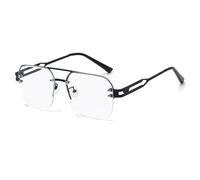 Long Keeper Gafas Filtro Luz Azul Mujer Hombre Retro Gafas Luz Azul de Piloto Cuadrado Gafas de Ordenador Sin Graduar Antifatiga para PC, Gaming, Tablet, Lectura (Negro)