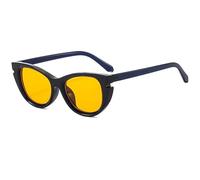 Long Keeper Gafas Ojos De Gato Mujer Vintage Gafas De Sol Gato Moda Estilo Vintage Gafas Para Mujer UV400 Gafas De So (Azul Amarillo)