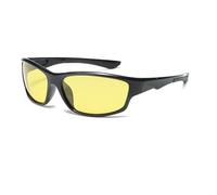 Long Keeper Gafes de Conducción Nocturna Polarizadas para Hombre y Mujer Lentes Tintadas en Amarillo Sobre Protección Contra el Viento UV Gafas de Sol (Piernas negras brillantes Lente amarilla)