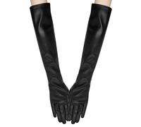 Long Keeper Guantes Largos Piel Mujer Guantes de Cuero Imitacion Negro Disfraz Táctiles Sexy Guantes Piel Largos Fiesta Disfrazarse Halloween