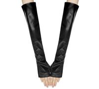 Long Keeper Guantes Largos Piel Mujer Guantes Sin Dedos Cuero Imitacion Sexy Guantes Negros Hasta el Codo Medio Dedo Disfraz Disfrazarse Halloween Fiesta