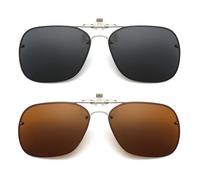 Long Keeper Lentes de sol con clip, polarizados, abatibles, sobre lentes graduados para hombres y mujeres, UV400, para conducir al aire libre, Negro y marrón
