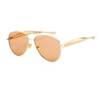 Long Keeper Lentes de sol retro de piloto para mujeres y hombres, de metal dorado, de gran tamaño, lentes de sol de aviación de moda de los años 70, lentes de sol de doble puente anti UV400, sombra