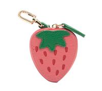 Long Keeper Llavero con dije de fruta para mujer, bonito monedero de piel sintética con forma de fresa y limón con cremallera, Strawberry, Lindo