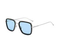 Long Keeper Retro Gafas de sol Cuadradas Marcos de Metal Tony Stark Gafas Iron Man Para Mujer Hombre UV protección