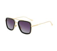 Long Keeper Retro Gafas de sol Cuadradas Marcos de Metal Tony Stark Gafas Iron Man Para Mujer Hombre UV protección