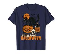 Long Live Halloween Funny Pumpkin Black Cat Men Women Camiseta