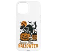 Long Live Halloween Funny Pumpkin Black Cat Men Women Carcasa para iPhone 15