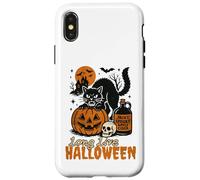 Long Live Halloween Funny Pumpkin Black Cat Men Women Carcasa para iPhone X/XS
