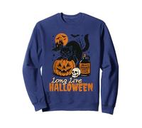 Long Live Halloween Funny Pumpkin Black Cat Men Women Sudadera