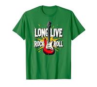 Long Live Rock & Roll - Guitarra icónica para Amantes de la música Camiseta, Hombre, Verde Kelly, M