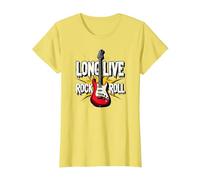 Long Live Rock & Roll - Guitarra icónica para Amantes de la música Camiseta, Mujer, Limón, 3XL