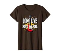 Long Live Rock & Roll - Guitarra icónica para Amantes de la música Camiseta, Mujer, Marrón, S
