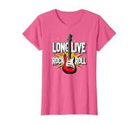 Long Live Rock & Roll - Guitarra icónica para Amantes de la música Camiseta, Mujer, Rosa Jaspeado, M