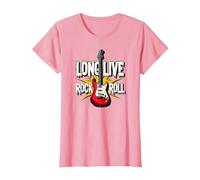 Long Live Rock & Roll - Guitarra icónica para Amantes de la música Camiseta, Mujer, Rosado, XS