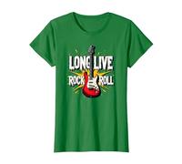 Long Live Rock & Roll - Guitarra icónica para Amantes de la música Camiseta, Mujer, Verde Kelly, XL