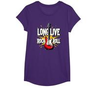 Long Live Rock & Roll - Guitarra icónica para Amantes de la música Camiseta, Niñas, Morado, Pequeña