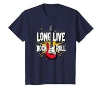 Long Live Rock & Roll - Guitarra icónica para Amantes de la música Camiseta, Niños, Azul Marino, 4 años