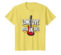 Long Live Rock & Roll - Guitarra icónica para Amantes de la música Camiseta, Niños, Limón, 12 años