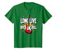 Long Live Rock & Roll - Guitarra icónica para Amantes de la música Camiseta, Niños, Verde Kelly, 4 años