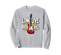 Long Live Rock & Roll - Guitarra icónica para Amantes de la música Sudadera, Unisex para Adultos, Gris Jaspeado, XXL