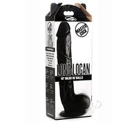 Long Logan 10" Dildo with Balls - Black