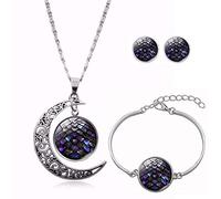Long Pendant Necklaces For Women,Deep Purple Personality Dragon Egg Art,Rotating Moon Stud Earring Suit European and American Necklace Jewelry Crystal Pendant Sweater Chain Fashion Gift
