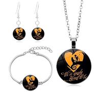Long Pendant Necklaces For Women,Heart Shaped Creative Love Couple Character Art,Double-Sided Rotation Stud Earring Suit European and American Necklace Jewelry Crystal Pendant Sweater Chain F