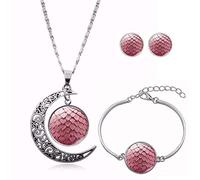 Long Pendant Necklaces For Women,Light Pink Personality Dragon Egg Art,Rotating Moon Stud Earring Suit European and American Necklace Jewelry Crystal Pendant Sweater Chain Fashion Gift