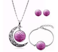 Long Pendant Necklaces For Women,Light Purple Personality Dragon Egg Art,Rotating Moon Stud Earring Suit European and American Necklace Jewelry Crystal Pendant Sweater Chain Fashion Gift