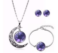 Long Pendant Necklaces For Women,Personality Crescent Moon Black Muscle Unicorn Animal,Rotating Moon Stud Earring Suit European and American Necklace Jewelry Crystal Pendant Sweater Chain Fas