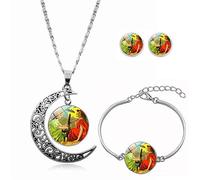 Long Pendant Necklaces For Women,Personality Cute Cat Animal Text Art,Rotating Moon Stud Earring Suit European and American Necklace Jewelry Crystal Pendant Sweater Chain Fashion Gift
