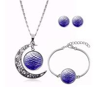 Long Pendant Necklaces For Women,Purple Personality Dragon Egg Art,Rotating Moon Stud Earring Suit European and American Necklace Jewelry Crystal Pendant Sweater Chain Fashion Gift