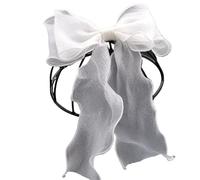 Long Ribbon Mesh Bow Women Hair Clips Elegant Pearls HairBands White Hairpins Wedding Party Bride Accessories(Color3)