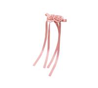 Long Ribbon Rose Hair Bows Hair Clip Sweet Hairpin Women Barrettes Spring Hair Holder for Lady Girl Hair Styling Tool Pink