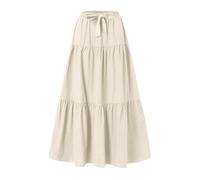 Long Skirts for Women 2026 Women's Floral Ruffle Tiered Flowy Swing Dress Elasticated Waist Boho A-Line Maxi Skirt with Pockets Summer Beach Holiday Skirts