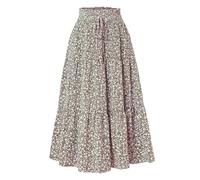 Long Skirts for Women Summer Graphic Boho Tiered Long Flowy Maxi Skirt Bohemian Drawstring Elasticated High Waist Swing A-Line Skirt Casual Party Holiday Ruffle Gypsy Pleated Skirts Full Length