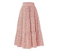 Long Skirts for Women Summer Graphic Boho Tiered Long Flowy Maxi Skirt Bohemian Drawstring Elasticated High Waist Swing A-Line Skirt Casual Party Holiday Ruffle Gypsy Pleated Skirts Full Length