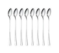 Long Spoon - 8X Ice Tea Spoons Long Stainless Steel, Drink Mixing Accessory, With Easy Handling | Tableware Set Iced Teaspoon For Milk Shaker, Tall Cups, Mugs, Enduring Excellence