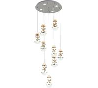 Long Staircase Chandeliers Crystal Pendant Compatible with Duplex Loft Dining Room Light Fixtures, LED Chandelier