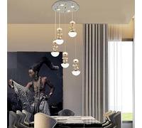 Long Staircase Chandeliers Crystal Pendant Compatible with Duplex Loft Dining Room Light Fixtures, LED Chandelier
