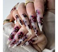 Long Stilettos Almond Fake Glossy Stick on Full Covers Falso Acrylic Glues on Acrylic Glues on Women Clear