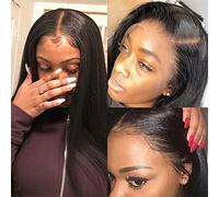 Long Straight Wig Human Hair Lace Closure Wig Glueless Brazilian Remy Afro Swiss Lace Natural Hairline Middle Part Pre Plucked With Baby Hair For Black Women Daily Party Use 150% Density,26inch,Pa