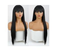 Long Straight Wine Red Wig with Bang Synthetic Wigs for Women Heat Resistant Natural Hair for Daily Halloween Cosplay Party