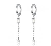 Long Tassel Small Hoop Earrings with Crystal Zirconia Stud Women's Earring Piercing