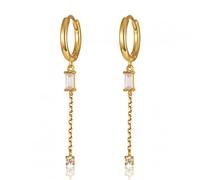 Long Tassel Small Hoop Earrings with Crystal Zirconia Stud Women's Earring Piercing
