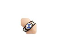Long tiantian 2 pulseras de la bandera de Israel, pulseras de cuero trenzado negro, pulsera hexagonal, accesorios de joyería, Adjustable, aleación, otro