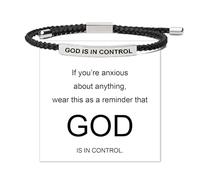 Long tiantian Pulsera Let Them con texto en inglés "Remember Who the F You are", pulseras de Dios está en control, cuerda trenzada ajustable, pulsera grabada a mano, joyería inspiradora, regalos para